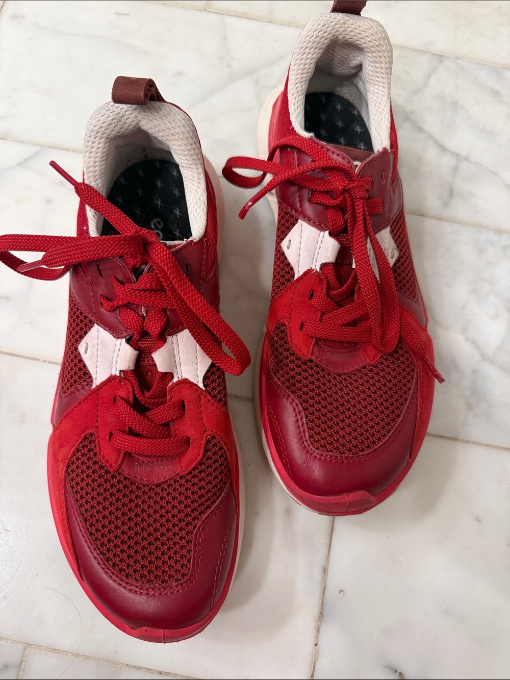 Ecco Women’s Athletic Sneakers in Red with White Accents
